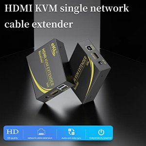 eKL KVM Extender HDMI USB 60m/196ft Over Cat5e/6 Ethernet Cable Supports 1080P@60Hz 2 Port USB 2.0 for Computer Plug & Play Without Driver