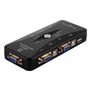 ZXX USB 2.0 4-Port KVM Switch VGA Video Sharing Switch Box Adapter for PC Monitor Keyboard Mouse Control