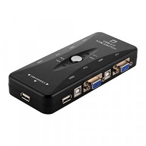 ZXX USB 2.0 4-Port KVM Switch VGA Video Sharing Switch Box Adapter for PC Monitor Keyboard Mouse Control
