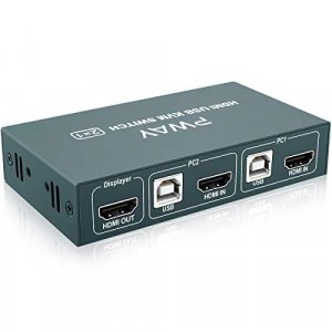 KVM Switch HDMI 2 Port Box,Hotkey Switch,UHD 4K@30Hz & 3D & 1080P Supported, No Power Adapter Required, with 2 USB and 2 HDMI Cables