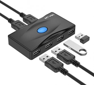 2.0 USB Switch Between 2 Computer, MT-VIKI USB Swither Selector for 2 PCs to Share 1 Keyboard, Mouse, U Disk,Printer USB 2.0 Peripheral