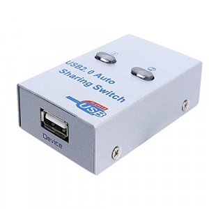 USB Sharing Switch USB 2.0 Peripheral Switcher Adapter Box 2 Computer Share 1 USB Device Hub for Printer Scanner(2 in 1)