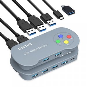 USB 3.0 Switch, USB 3.0 Switcher Selector 2 Computer Sharing 4 USB Devices KVM Switch Hub Adapter with Slideway for PC, Printer, Scanner, Mouse, Keyb