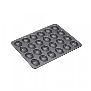 Kitchen Craft MasterClass KCMCHB92 Madeleine Tray with PFOA Non Stick, Robust 1mm Carbon Steel, 24 Hole Cake Mould, Grey