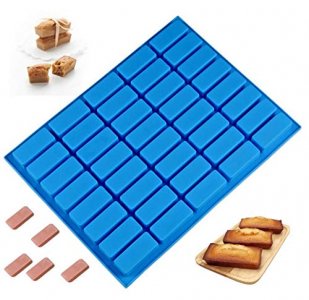 Mity rain 40 Cavities Rectangle Silicone Mold - Caramel Candy Trays Molds for Chocolate Truffles, Ganache, Jelly, Praline, Ice Cube Tray, Gummy(blue)