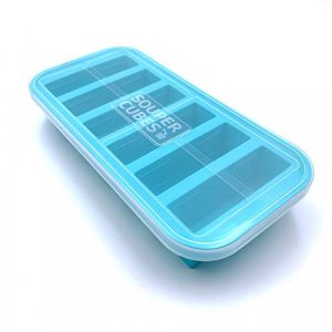 Souper Cubes 1/2-Cup Freezing Tray with lid, Aqua , makes 6 perfect 1/2 cup portions, freeze pesto, salsa, sauce, food