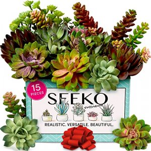 Seeko Artificial Succulents - 15 Pack- Premium Succulent Plants Artificial - Realistic Faux Succulents - Unpotted Textured Fake Succulents Decor for 