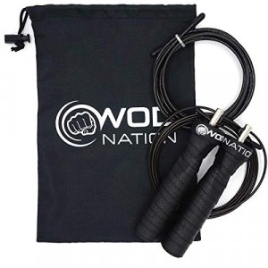 WOD Nation Attack Speed Jump Rope : Adjustable Jumping Ropes : Unique Two Cable Skipping Workout System : One Thick and One Light 11 Foot Cable : Per