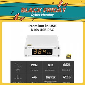 Topping D10s DAC HiFi USB DAC XU208 ES9038Q2M DSD256 384kHz USB Input Coax/Opt/RCA Output Mini Desktop Audio Decoder (Silver)