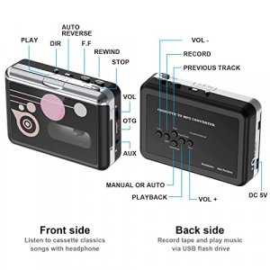 DIGITNOW Cassette Player, Portable USB Cassette to MP3 Converter, Walkman Audio Music Cassette Tape to Digital Converter Player with Earphones, No PC