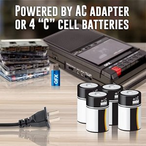 QFX RETRO-39 Shoebox Tape Recorder | Tape Deck, USB 2.0, Built in Microphone, 3.5