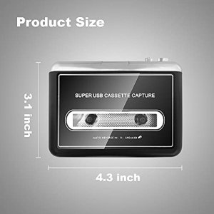 Updated Cassette Player with Speaker-Portable Cassette Tape to MP3 Converter- Convert Tapes to Digital Format via USB, Compatible with Mac Laptops & 
