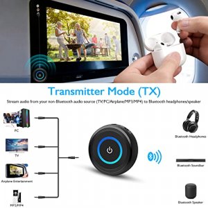 Giveet Bluetooth Transmitter Receiver for TV to Headphones, V5.0 Bluetooth Audio Adapter, 2-in-1 Bluetooth AUX Adapter for PC/Car/MP3/Airplane/Speake