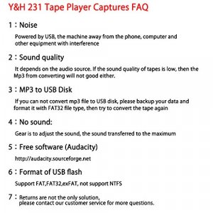 Y&H Cassette Tape Player Record Tape to MP3 Digital Converter,USB Cassette Capture,Save to USB Flash Drive Directly,No Need Computer