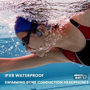 Waterproof Bone Conduction Headphones for Swimming, IPX8 Waterproof 32GB MP3 Player Wireless Bluetooth 5.3 Open-Ear Swimming Headphones with Mic Call