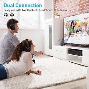 1Mii Bluetooth 5.2 Transmitter Receiver for TV to Wireless Headphones, Dual Link AptX Adaptive/Low Latency/HD Audio, Aux Bluetooth Audio Receiver Ada