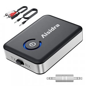 Aisidra Bluetooth Transmitter Receiver V5.0 Bluetooth Adapter for Audio, 2-in-1 Bluetooth AUX Adapter for TV/Car/PC/MP3 Player/Home Theater/Switch, L