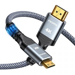 Twozoh Mini HDMI to HDMI Cable 1FT, Short High-Speed HDMI to Mini HDMI  Braided Cord Support 3D 4K/60Hz 1080p 720p