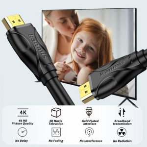 PowerBear 4K HDMI Cable 3 ft | High Speed Hdmi Cables, Braided Nylon & Gold  Connectors, 4K @ 60Hz, Ultra HD, 2K, 1080P, ARC & CL3 Rated | for Laptop