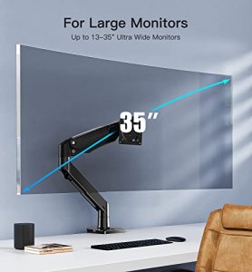HUANUO Single Monitor Arm, Gas Spring Monitor Desk Stand, Adjustable Swivel Mount with USB, Vesa Bracket with C Clamp/Grommet Mounting Base, Fit 13-3