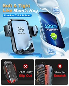 Vanmass [Upgraded] Cell Phone Holder Car [Anti-Slip Soft Silicone & Powerful Suction] Dashboard Windshield Universal Phone Car Mount, Compatible With