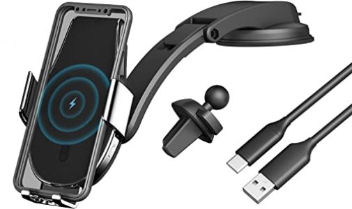 Wireless Car Charger, 15W Fast Charging Auto-Opening & Auto Clamping Car Mount, Car Phone Holder Mount Wireless Charging For Iphone 14 13 12 11 Pro M