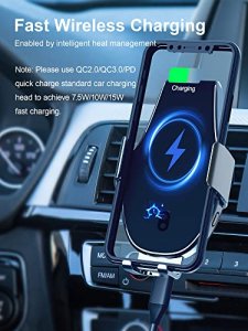 Wireless Car Charger, 15W Fast Charging Auto-Opening & Auto Clamping Car Mount, Car Phone Holder Mount Wireless Charging For Iphone 14 13 12 11 Pro M