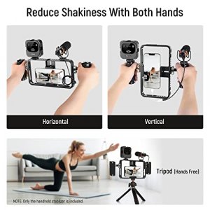Neewer Phone Stabilizer Video Rig Kit, Aluminum Handheld Phone Cage With Silicone Handles&Adjustable Phone Clip Compatible With Iphone 14 Plus 14 Pro