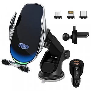 Vavolo Wireless Car Charger 15W Qi Smart Fast Charging Auto Clamping Car Charger Phone Mount Phone Holder For Iphone 14 13 12 11 Pro Max Xs, Samsung 