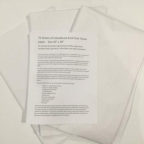 Acid Free Unbuffered White Tissue Paper - Pack of 20 Sheets