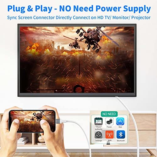 HDMI Adapter for iPhone to TV, 1080p HD Digital AV Adapter ( No Need Power,  Plug and Play), Sync Screen Converter Compatibility with iPhone 14
