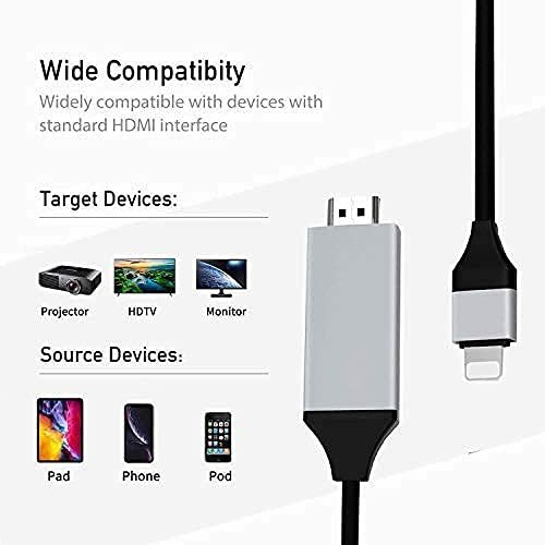 Digital AV HDMI Adapter, Apple MFi Certified iPhone Lightning to HDMI  Connector Compatible for iPhone 12/12 Pro 11 Pro/XS/XR/X/8 7 SE, iPad Pro  Mini