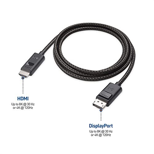 Uni-directional 8K 60Hz Displayport 1.4 to HDMI 2.1 Cable 4K 120Hz