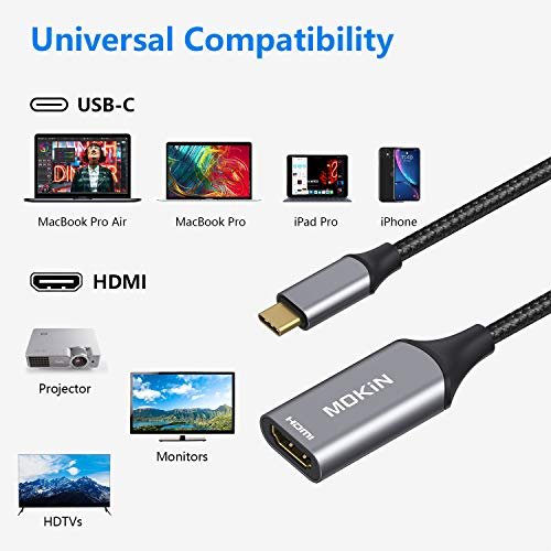 USB C to HDMI Cable 4K, 6ft USB Type C to HDMI Cable Adapter High Speed  Cord Connect Laptop and Phone to TV Compatible with 2020 MacBook Pro/Air,  iPad Pro 2020, LG