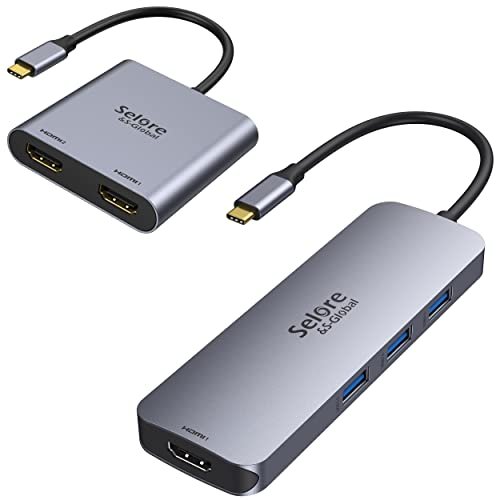 2 in 1 USB C to Dual HDMI Adapter, 8 in 1 USB C to Dual HDMI