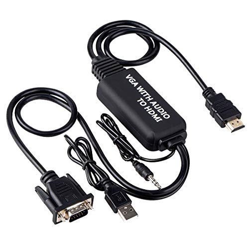  VGA to HDMI Cable, VGA to HDMI Adapter Cable with