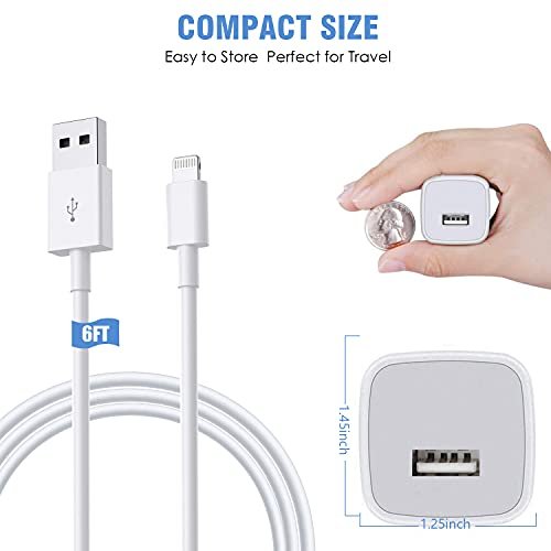 iPhone Charger,Cube iPhone Charger [MFi Certified] 2Pack 6FT Lightning  Cable Quick Fast Charging Cord USB Wall Chargers Travel Plug Adapter for  iPhone