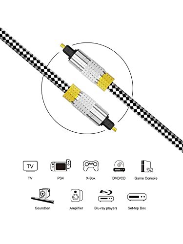 CableCreation 12FT Digital Optical Audio Cable, Toslink Cable Male to Male  Digital Optical Cable with Gold-Plated Connector for Home Theater, Sound