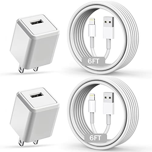 iPhone Charger, Long 6FT Apple iPhone Charger 2Pack[Apple MFi Certified]  6feet Lightning Cable Quick Fast Charging Data Sync Cord USB Wall Charger  Bl - Imported Products from USA - iBhejo