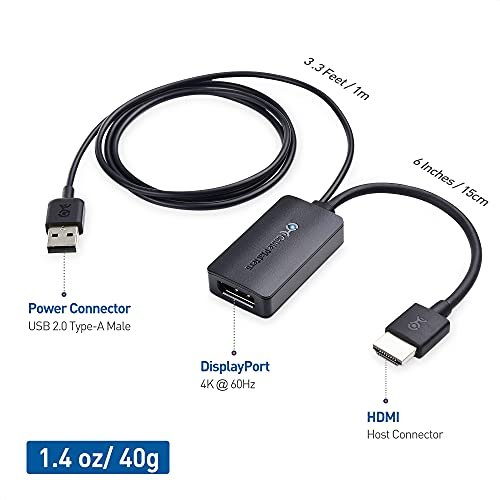 4K HDMI to DP Cable HDMI To Display Port Converter 144Hz Audio Video DisplayPort  Cord Unidirectional HDMI 1.4 to DP 1.2 Adapter