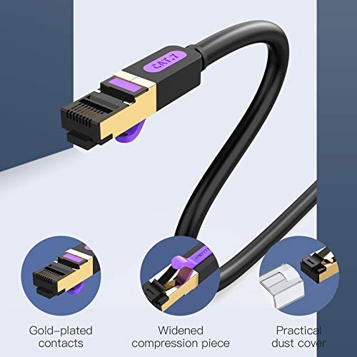 CAT 7 Ethernet Cable 3ft High Speed 10 Gbps 600MHz Black CAT7 Connector LAN