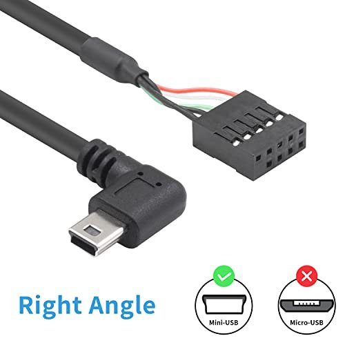 Duttek Mini USB to Motherboard Cable, USB Header to Mini USB, 90 Degree Right Angled Mini USB Male to 9 Pin Motherboard Female Adapter Dupont Extende - Products from USA - iBhejo