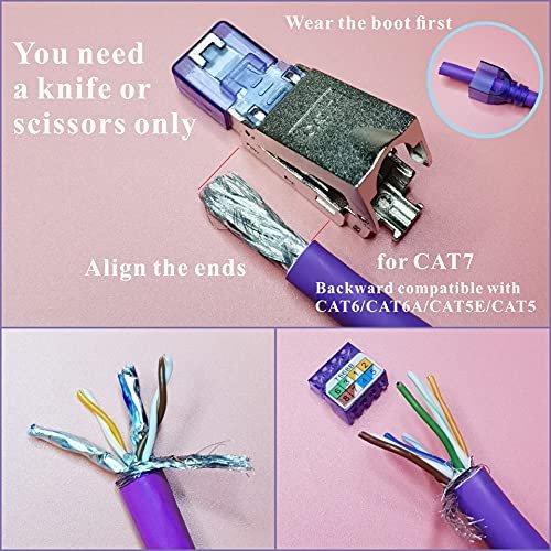 CAT 6 RJ45 EASY ETHERNET CABLE CONNECTOR END PLUG POE NO CRIMPING TOOL  NEEDED
