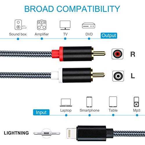 Lightning to RCA Cable Audio Aux Adapter, Stereo Y Splitter Adapter for  Select iPhone, iPad and iPod Models for Power Amplifier, Car, Home Theater,  S - Imported Products from USA - iBhejo