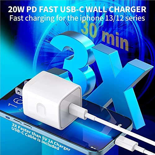 iPhone Fast Charger,Apple MFi Certified 100Pack 20W iPhone 14 Charger Block  wiht USB C to Lightning Cable 6FT,Original Type C Wall Charger for Apple