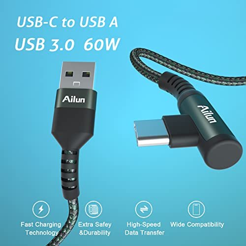 UGREEN USB C Cable 60W, 6Ft Right Angle USB C to USB C Cable, Type