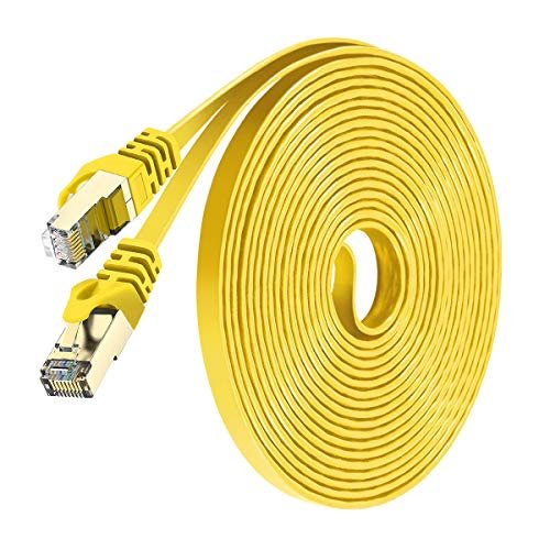 Ethernet Cable 15 ft, Cat7 High Speed Ethernet Cable, Flat LAN Patch Cords  with STP RJ45 Connectors for Router, Modem, Faster Than