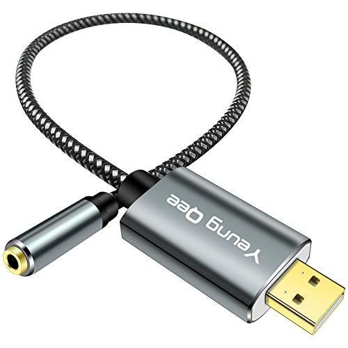 USB to 3.5mm Jack Audio Adapter,USB to Audio Jack Adapter Headset,USB-A to  3.5mm TRRS 4-Pole Female, External Stereo Sound Card for Headphone, Mac