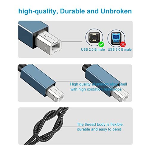 UGREEN 5ft USB A to B Printer Cable - High-Speed for HP, Canon, Brother,  Samsung, Dell, Epson, Lexmark, Xerox, and More