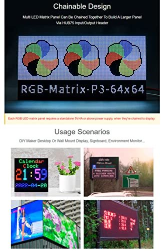 Rgb Full Color Led Matrix Panel 64X64 Pixels, 4096 Individual Rgb  Leds,Adjustable Brightness,3Mm Pitch, Displaying Text Colorful Image  Animation Chai - Imported Products from USA - iBhejo